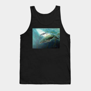 Whale Song, Whale Mother and Calf, Underwater Painting Tank Top